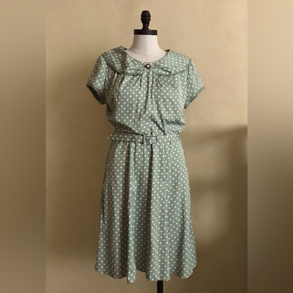 Hell Bunny Green Midi Sundress with Peter Pan Collar